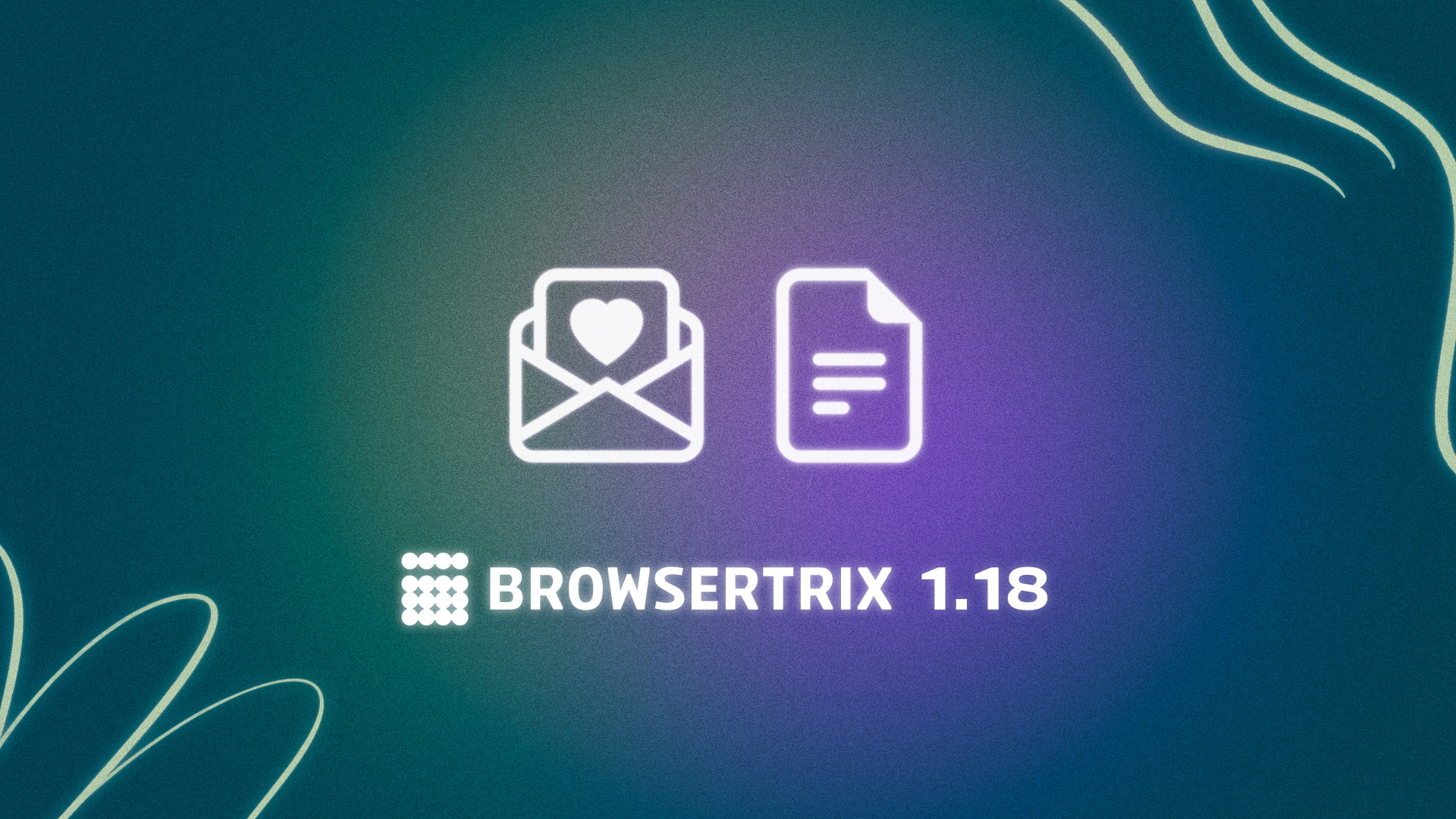 The Browsertrix logo with version 1.18 displayed next to it, overlaid on an email icon and a file icon