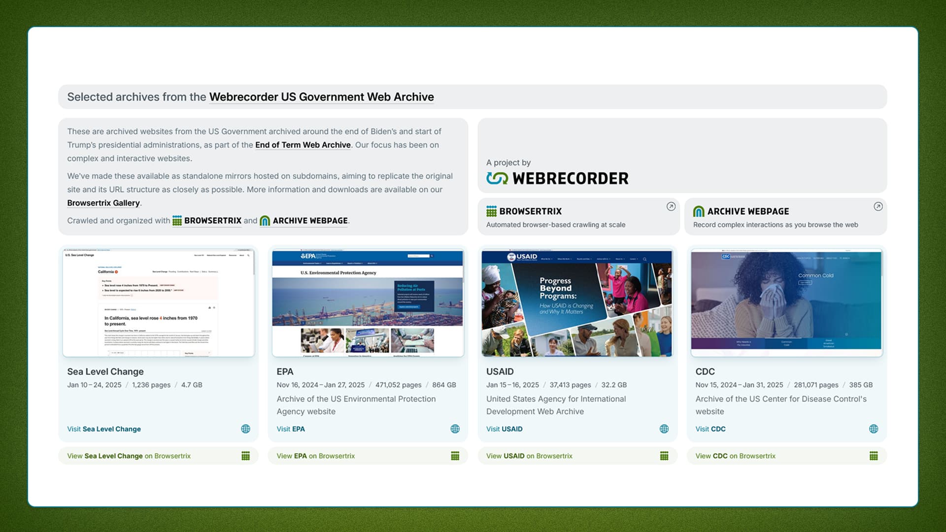 Screenshot of GovArchive.us